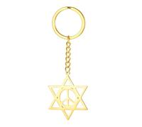 LIKGREAT Star of David Peace Sign Keychain Stainless Steel Hexagram Keyring Jewish Protection Jewelry Door Car Key Accessories (Gold)