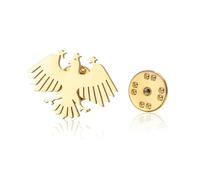 LIKGREAT Syrian Eagle Brooch Stainless Steel Syrian Flag Symbol Lapel Pin Middle Eastern National Emblem Jewelry (Gold)