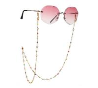 LIKGREAT Teardrop Shape Glasses Chain for Women Strap Holder Around Neck Women's Sun Reading Eyeglass Chain Hanger Face Mask Lanyard Necklace (style 5, Gold)