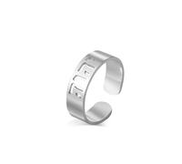 LIKGREAT Tetragrammaton Hebrew Jewish Ring God's Name Jehovah Stainless Steel Ring Jewish Christian Amulet Jewellery for Men and Women (Sliver)