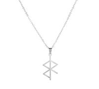 LIKGREAT Viking Runes Necklace Ancient Nordic Rune Pendant Necklaces Norse Peace Charm Good Luck Amulet Protection Stainless Steel Jewellery for Men Women (Silver)