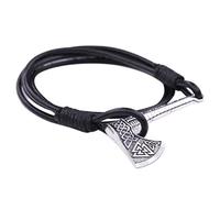 LIKGREAT Viking Slavic Perun's Axe Valknut Wrap Anchor Leather Rope Braided Bracelets (Style 1)