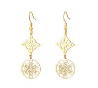 LIKGREAT Witches Knot Earrings Metatron Cube Earrings Stainless Steel Geometric Witchcraft Double Amulet Protection Jewelry for Women (2-Gold)