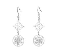 LIKGREAT Witches Knot Earrings Metatron Cube Earrings Stainless Steel Geometric Witchcraft Double Amulet Protection Jewelry for Women (2-Sliver)