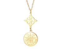 LIKGREAT Witches Knot Necklace Tetragrammaton Pendant Pentagram Necklace Mystical Religious Symbol Celtic Knot Wicca Protection Amulet Jewellery for Women (2-Gold)