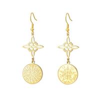 LIKGREAT Witches Knot Tetragrammaton Earrings Stainless Steel Pentagram Protection Amulet Dangle Earrings Celtic Knot Mystical Wicca Jewelry for Women (Gold, 2)