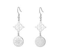 LIKGREAT Witches Knot Tetragrammaton Earrings Stainless Steel Pentagram Protection Amulet Dangle Earrings Celtic Knot Mystical Wicca Jewelry for Women (Sliver, 1)