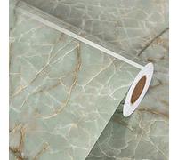 LIKILIKI Green Marble Contact Paper for Countertops, Waterproof, Peel and Stick Wallpaper, Decorative, Vinyl, 15.8" x 78.7" (Modern Glossy Marble, Kitchen, Bathroom)