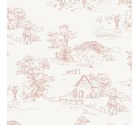 LiKiLiKi Vinyl Wrap White and Pink Self Adhesive Wallpaper 44x1000 cm Vintage Sticky Back Plastic Roll for Old Furniture Cabinets Kitchen Bedroom Dining Room Removable Waterproof Easy to Apply