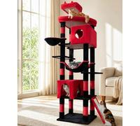 LIKISAK Cat Tree, 213 cm Heavy Duty Cat Tower for Big Cats, Multi-Level Tall Cat Tree Tower for Indoor Cats with 11 Sisal Scratching Posts, 2 Spacious Condos, Hammock, Scratching Ramp, Top Perches