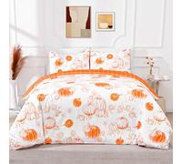 Likiyol 3 Piece Fall Duvet Cover King Size Fall Pumpkin King Duvet Cover Set, Reversible Soft Cozy Comforter Cover Breathable Autumn Bedding Set for Thanksgiving Decorations, Large, White, 90" x 104"
