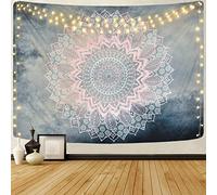Likiyol Mandala Tapestry Grey Pink Tapestry Hippie Bohemian Floral Tapestries Wall Hanging for Room Bedroom