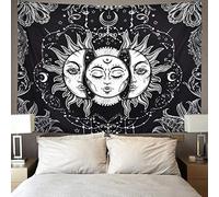 Likiyol Sun and Moon Tapestry - Burning Sun with Stars, Psychedelic Wall Hanging