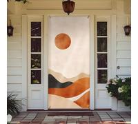 Likjad Abstract Boho Door Cover Decorations, Mid Century Modern Boho Sun Mountain Doorway Curtains Door Covers Banners Photography Background Backdrop for Door Wall Indoor Outdoor Decor, 35 * 79 Inch