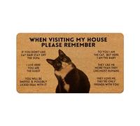 Likjad cat door mat，when visiting my house please remember cat， funny cat front door mat，black cat door mat outside entrance，cat welcome mat，funny door mats outside Coir Doormat 17x30 inch