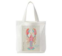 Likjad Coastal Beach Lobster Tote Bag for Women, Pink Turquoise Beachy Crawfish Canvas Tote Bags, Lobster Gifts, Nautical Ocean Sea Animal Reusable Grocery Shopping Bags