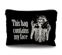 Likjad Gothic Makeup Bag - Spooky & Funny for Women - Contains My Face Design, black, Goth Halloween