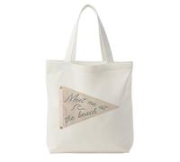 Likjad Meet Me at the Beach Tote Bag for Women, Coastal Ocean Surfing Canvas Tote Bags, Beach Lover Gifts, Beige Nautical Beachy Surf Reusable Grocery Shopping Bags