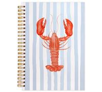 Likjad Red Lobster Beach Notebook, Notebook Journal 5.5x8.3,Women's Coastal Blue Stripes Notebook, Lobster Lover Gift, Ocean Theme Gift
