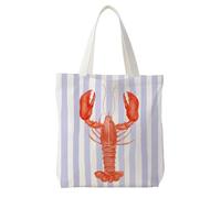 Likjad Red Lobster Beach Tote Bag, Coastal Beach Canvas Tote Bags for Women, Lobster Lover Gifts, Ocean Themed Gifts, Blue Striped Beachy Reusable Grocery Shopping Bags（purple
