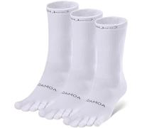 likloks Crew Toe Socks for Men Women - Athletic Running Hiking Socks with toes - Comfortable Soft Breathable, White - Large