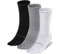 likloks Crew Toe Socks for Men Women - Athletic Running Hiking Socks with toes - Comfortable Soft Breathable, Black/White/Grey - Medium