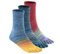 likloks Crew Toe Socks for Men Women - Athletic Running Hiking Socks with toes - Comfortable Soft Breathable, Rainbow - Small