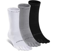likloks Crew Toe Socks for Men Women - Athletic Running Hiking Socks with toes - Comfortable Soft Breathable, Black/White/Grey - Large