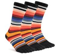 likloks Toe Socks for Men Women - Athletic Running Hiking Five Finger Crew Socks - Comfortable Soft Breathable, Rainbow (3 Pairs) Small