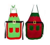 LIKPOJA Christmas Gifts Kitchen Cooking Aprons Couples Secret Santa Funny Elf Aprons for Women and Men Dinner Party Novelty Sexy Aprons(Pack of 2,Elf Aprons G)