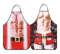 LIKPOJA Christmas Kitchen Cooking Aprons Wife and Husband Novelty Sexy Aprons Couples Secret Santa Funny Christmas Gifts for Women and Men Dinner Party(Pack of 2,Husband C)