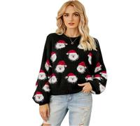 LIKPOJA Christmas Women's Jumpers Sweatshirts Tops Knitted Ugly Christmas Sweater Jumpers for Women Ladies Girls Xmas Party Winter Warm Knitwear Outfit(Black,XL)