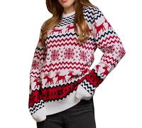 LIKPOJA Christmas Women's Jumpers Sweatshirts Tops Knitted Ugly Christmas Sweater Jumpers for Women Ladies Girls Xmas Party Winter Warm Knitwear Outfit(Reindeer D,L)