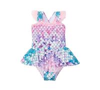 LIKPOJA Girls' Swimming Costume Mermaid One-Piece Swimsuit for 3-7 Years Kids Beach Bathing Suit Swimwear(A,5-6 Years)