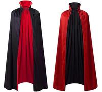 LIKPOJA Halloween Reversible Red & Black Vampire Cloak with Hood Magic Robe Costume Stand Collar Cape Purple for Adult Kids Devil Cosplay (Bl&R S,120cm)