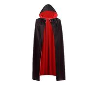 LIKPOJA Halloween Reversible Red & Black Vampire Cloak with Hood Magic Robe Costume Stand Collar Cape Purple With Cloak Wizard Cloak for Adult Devil Cosplay(Bl&R H,140cm)