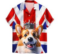 LIKPOJA Mens Hawaiian Shirts Funny Short Sleeve Ugly Floral Summer Aloha Shirt Holiday Beach Tops for Men(Dog D,S)