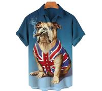 LIKPOJA Mens Hawaiian Shirts Funny Short Sleeve Ugly Floral Summer Aloha Shirt Holiday Beach Tops for Men(Dog C,L)