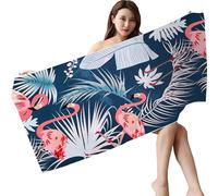 LIKPOJA Microfibre Beach Towel for Adult Lightweight Quick Dry Sand Free Compact Swim Travel Bath Towel for Summer Holiday Beach Accessories Flamingo A 180 * 80cm