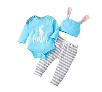 LIKPOJA Newborn Baby Boys Girls My First Easter Bunny Outfits with Baby Bunny Ears Easter Hat Clothes Set Gifts Rabbit Rompers Easter Presents for Babies(B,0-3 Months)
