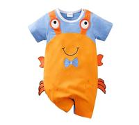 LIKPOJA Newborn Baby Clothes Set Unisex Baby Onesie Costume One-Pieces Summer Short Sleeve Jumpsuit Crab Rompers for Baby Boys and Girls Gifts(Crab A,9-12 Months)