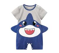 LIKPOJA Newborn Baby Clothes Set Unisex Baby Onesie Costume One-Pieces Summer Short Sleeve Jumpsuit Shark Rompers for Baby Boys and Girls Gifts(Shark C,3-6 Months)