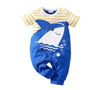 LIKPOJA Newborn Baby Clothes Set Unisex Baby Onesie One-Pieces Summer Short Sleeve Jumpsuit Shark Rompers for Baby Boys and Girls Gifts(Shark A,3-6 Months)