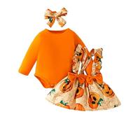 LIKPOJA Newborn Baby Girls My 1st Halloween Outfit Pumpkin Dress Tutu Skirt + Bow Headband for Toddler Halloween Gifts Clothes Set(O,3-6 Months)