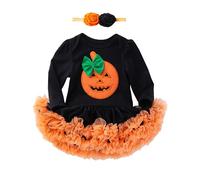 LIKPOJA Newborn Baby Girls My 1st Halloween Outfit Pumpkin Romper dress Tutu Skirt + Bow Headband for Toddler Baby Girls Halloween Gifts Clothes Set Bodysuit(Halloween Tutu D,0-3 Months)