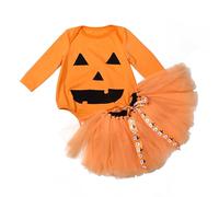 LIKPOJA Newborn Baby Girls My 1st Halloween Outfit Pumpkin Romper dress Tutu Skirt for Toddler Baby Girls Halloween Gifts Clothes Set Bodysuit(Halloween Tutu H,3-6 Months)