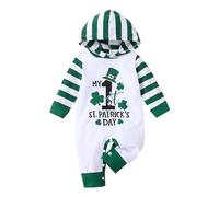 LIKPOJA St. Patrick's Day Baby Outfit Baby Boys Girls Clover Costumes Green Hoodies Infant Bodysuit Onesie Newborn Romper(Green A,3-6 Months)