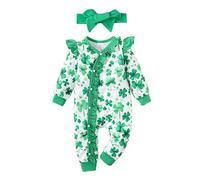LIKPOJA St. Patrick's Day Baby Outfit Baby Boys Girls Clover Costumes Green Hoodies Infant Bodysuit Onesie Newborn Romper(Green E,9-12 Months)