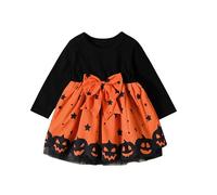 LIKPOJA Toddler Girls Witch Halloween Clothes Set Pumpkin Outfit Dresses 2 Pieces Hooded Cape for 1-5 Years Toddler Girls(Pumpkin dress B,4-5 Years)