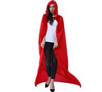 LIKPOJA Unisex Adult Halloween Costume Hooded Velvet Cloak Vampire Cape Witches Cloak for Women and Men Devil Wizard Halloween Christmas Cosplay(R,15)